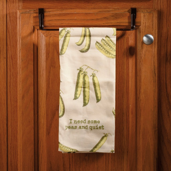 PRIMITIVES BY KATHY TEA TOWEL-PEAS & QUIET