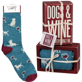 PRIMITIVES BY KATHY Box Sign/Sock Set - Dogs