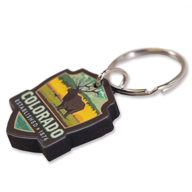 Pumpernickel Press KEYCHAIN-ELK COLORADO WOOD