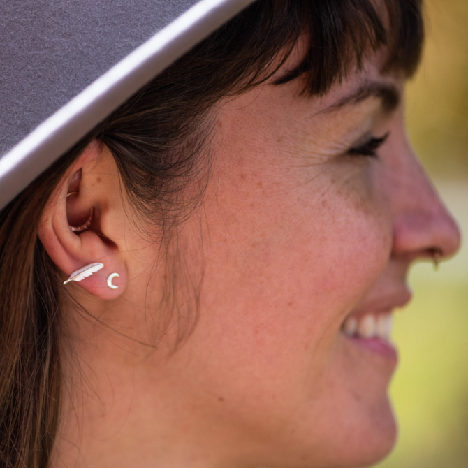 Bronwen Earring - Crescent Moon Silver Post