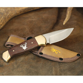 BUFFALO DISTRIBUTING KNIFE-BROWNING FIXED BL WOOD/BRASS