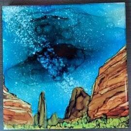 Rabbit's Ink Tile - LG Milky Way Over Red Rocks 6x6
