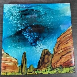Rabbit's Ink, LLC TILE-SM MILKY WAY OVER RED ROCKS 4X4