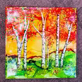 Rabbit's Ink, LLC TILE-LG FALL ASPENS AT SUNSET 6X6