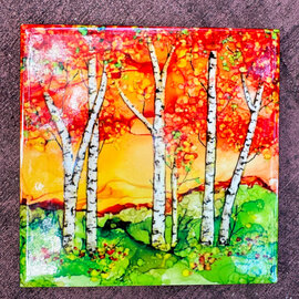Rabbit's Ink Tile - LG Fall Aspens at Sunset 6x6