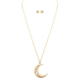 Rain Jewelry Collection Necklace/Earring Set - Crescent Moon Glow