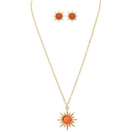 Rain Jewelry Collection Necklace/Earring Set - Sun Orange Opal