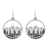 Rain Jewelry Collection Earring - Mountain Range/Trees Round