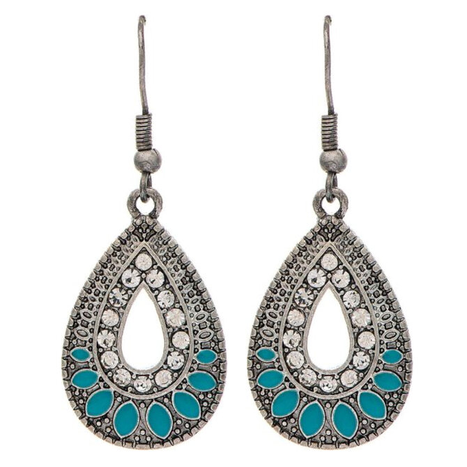 Rain Jewelry Collection Earring - Blue Inlay Teardrop Bali