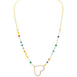 Rain Jewelry Collection Necklace - Heart Gold Metal Beaded