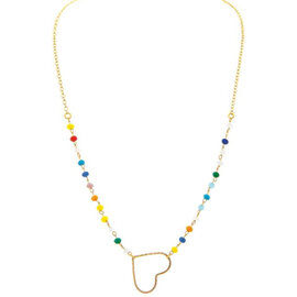 Rain Jewelry Collection Necklace - Heart Gold Metal Beaded