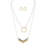 Rain Jewelry Collection Necklace/Earring Set - 2 Row Circle Chevron Rain Jewelry Collection Necklace/Earring Set - 2 Row Circle Chevron
