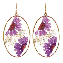 Rain Jewelry Collection E-PURPLE FLOWERS OVAL
