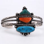 BILAGAANAS Cuff - Turquoise Spiny Oyster 3 Band