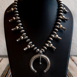 RUNNING BEAR Necklace - Navajo Pearl Squash Blossom RUNNING BEAR Necklace - Navajo Pearl Squash Blossom