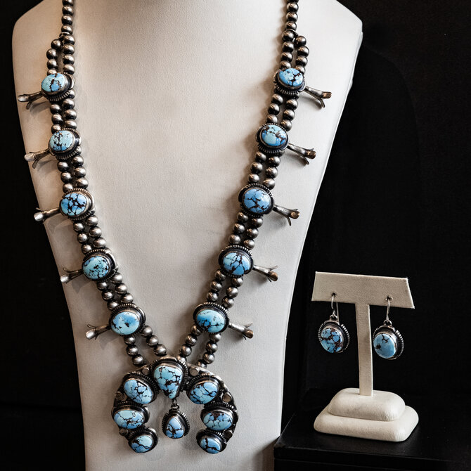Silver Tq Llc Set - Golden Hills Turquoise/Jeff James