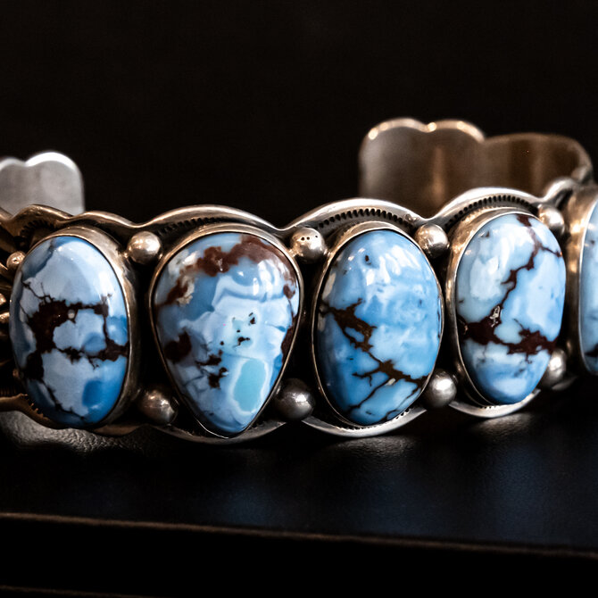 Silver Tq Llc Cuff - Golden Hills Turquoise/ D Cadman