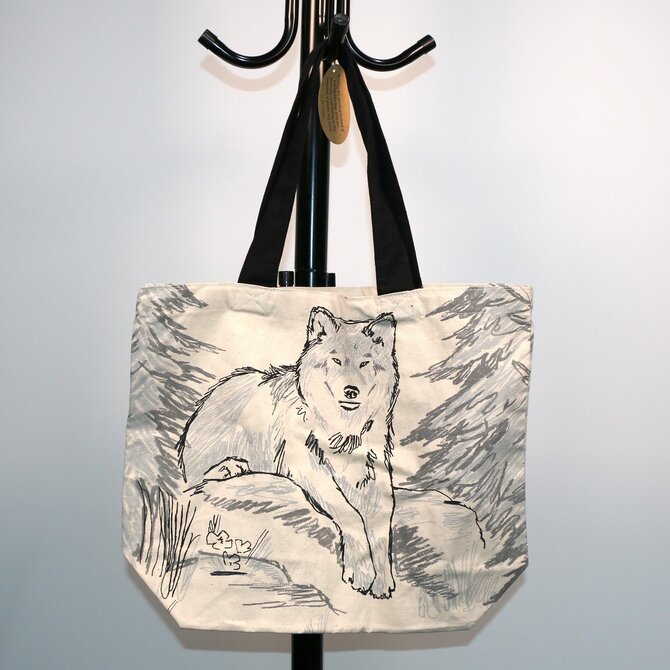 Art Studio Co TOTE-WOLF RELAXING GRY/BLK/WHT