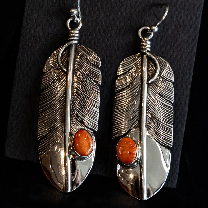 Collette Simonetta Earring - Silver Feather Spiny Oyster