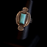 SUNWEST SILVER INC Ring - Turquoise Rectangle Stamped
