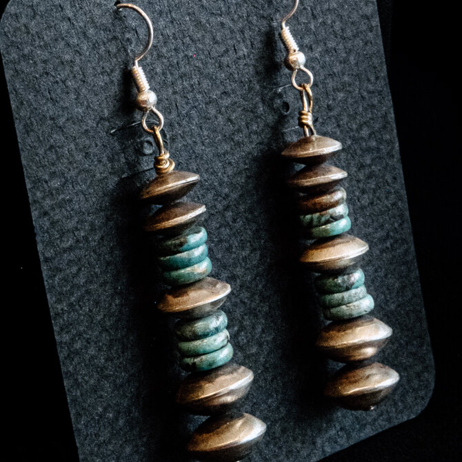 Silver Tq Llc Earring - Turquoise and Navajo Pearl