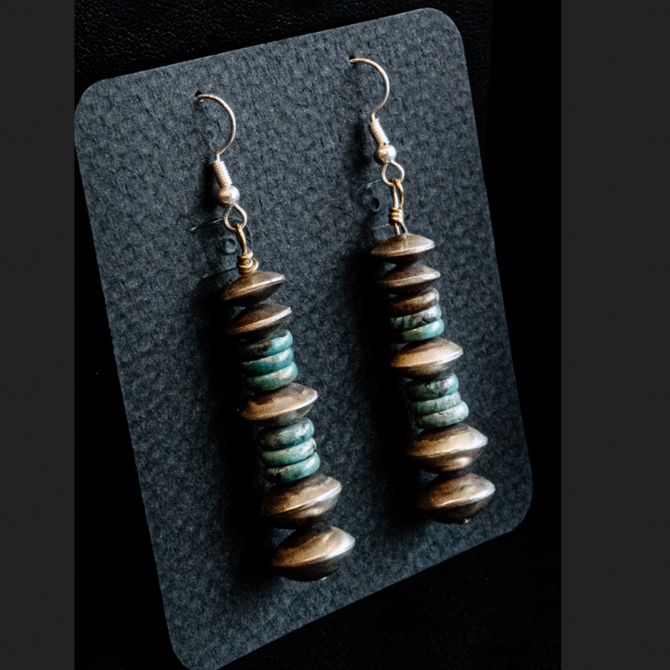 Silver Tq Llc Earring - Turquoise and Navajo Pearl
