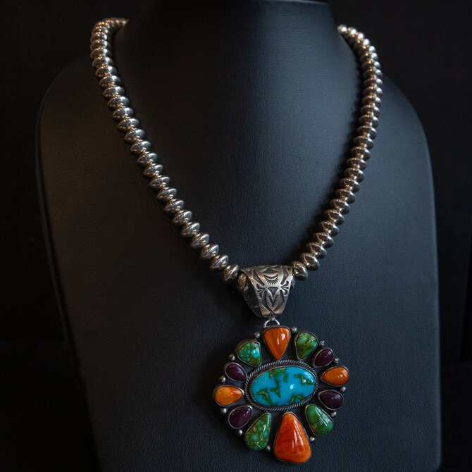 Silver Tq Llc Pendant - Sonoran/Spiny Oyster/ L Delgarito
