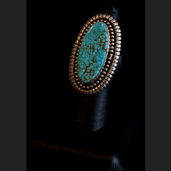 BILAGAANAS Ring - Kingman Turquoise Oval