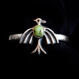 Silver Tq Llc Cuff - Turquoise Thunderbird/Harrison Bitsue