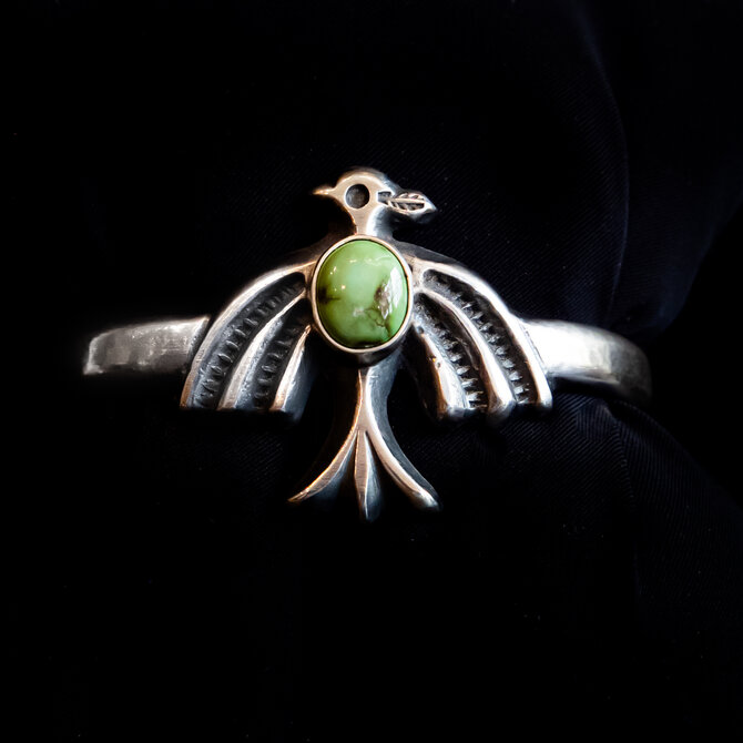 Silver Tq Llc Cuff - Turquoise Thunderbird/Harrison Bitsue