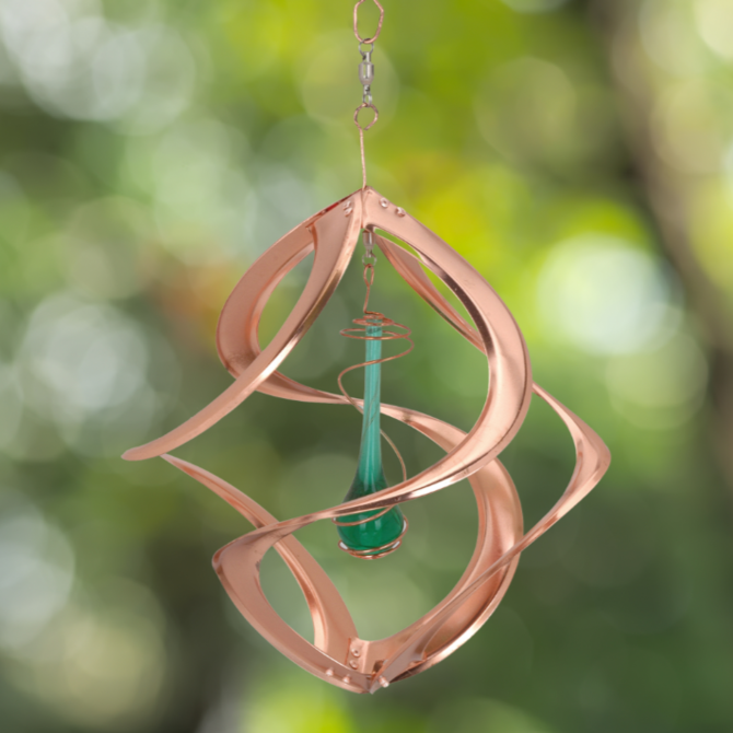Geocentral Wind Spinner - Copper Green Teardrop 11"