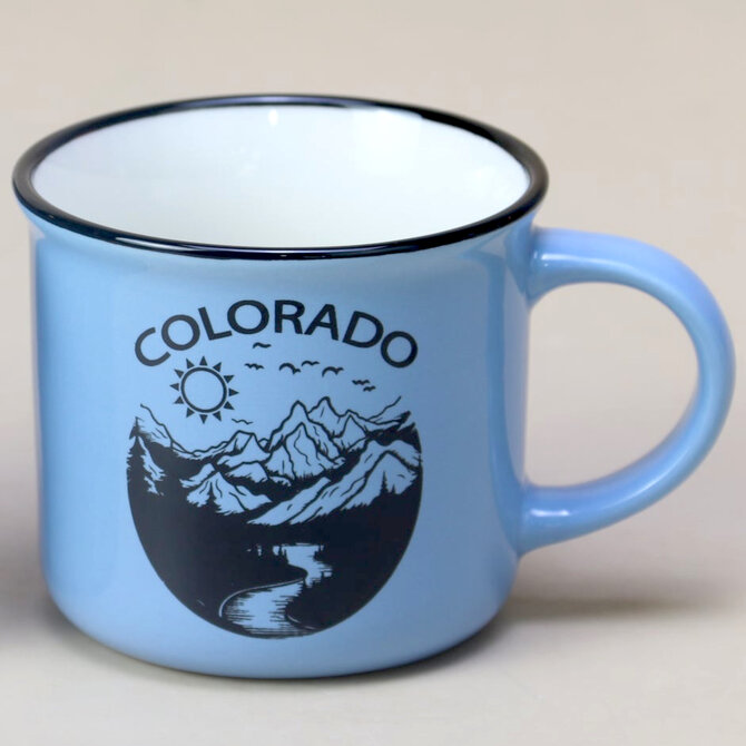 SAVE ON GOODS Mug - Sun/Mountains Blue Colorado