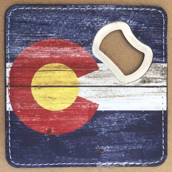 SAVE ON GOODS Coaster - Colorado Flag Woodgrain