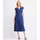 SELF CONTRAST Midi Dress - Jamila Button Front