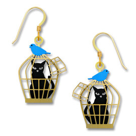 SIENNA SKY BY LEFT HAND Earring - Cat in Cage w/Bluebird