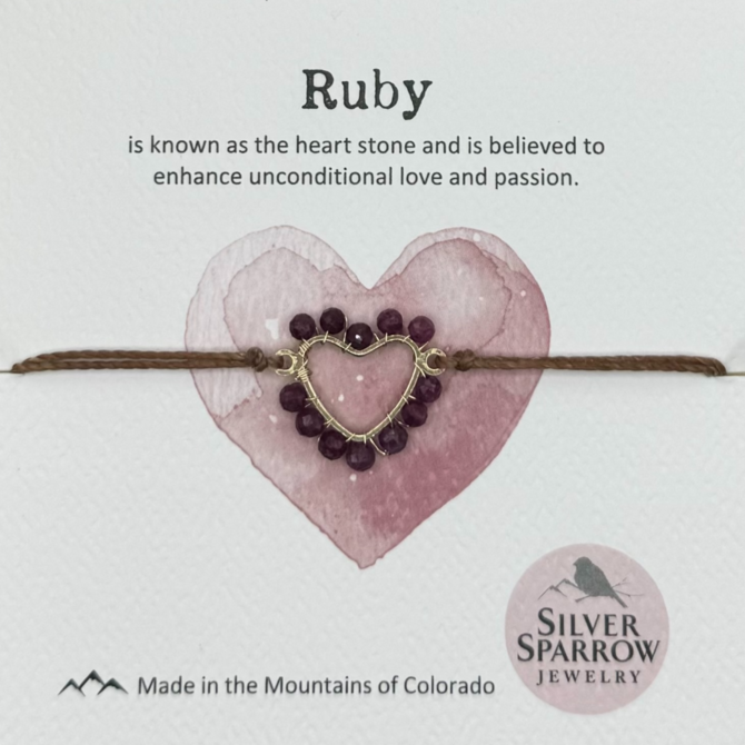 Silver Sparrow Jewelry Bracelet - Woven Heart/Ruby