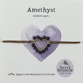 Silver Sparrow Jewelry Bracelet - Woven Heart/Amethyst