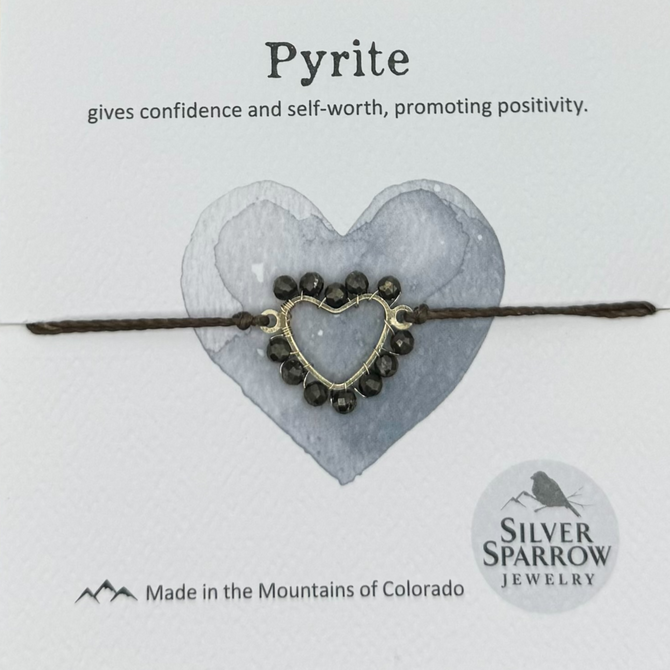Silver Sparrow Jewelry BR-WOVEN HEART/PYRITE