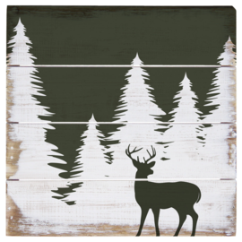 Sincere Surroundings Plaque - Deer/Trees Green