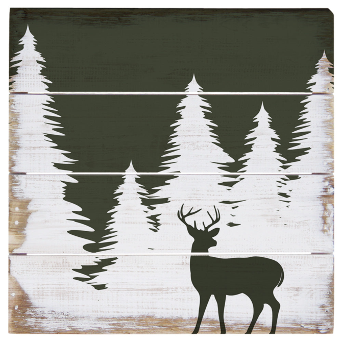 Sincere Surroundings PLQ-DEER/TREES GRN