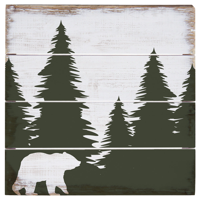 Sincere Surroundings PLQ-BEAR/TREES GRN