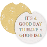 Sincere Surroundings Car Coasters - Good Days Smiley