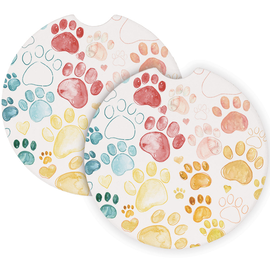 Sincere Surroundings Car Coasters - Paw Prints Colorful