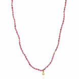Tai Rittichai Inc Necklace - Pink Tourmaline/Gold Beads Teardrop CZ