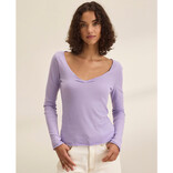 Velvet Top - Noura Long Sleeve V-Neck