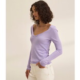 Velvet Top - Noura Long Sleeve V-Neck