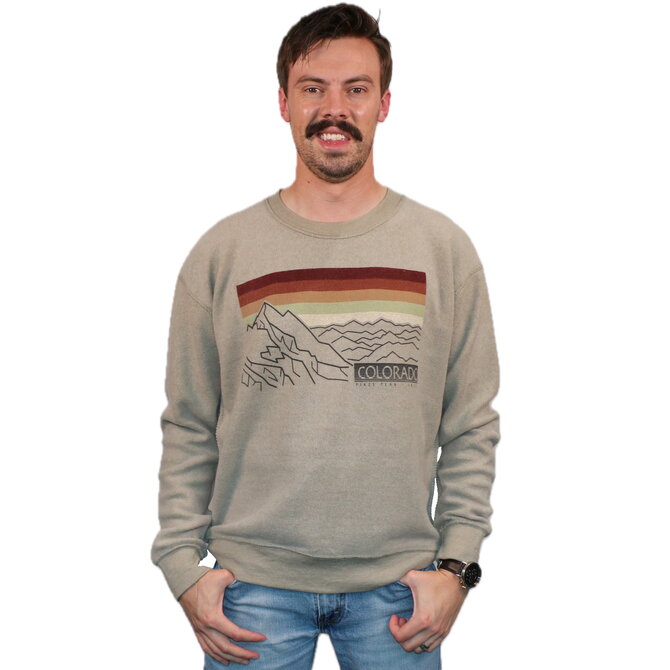 Prairie Mtn Screening Crew Sweatshirt - Line Art Mountain Inside Out Colorado