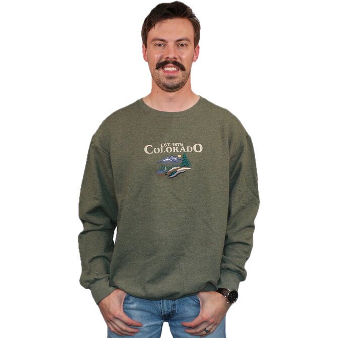 BOULDER CANYON APPAREL Crew Sweatshirt - Puffy Mountain w/Tree