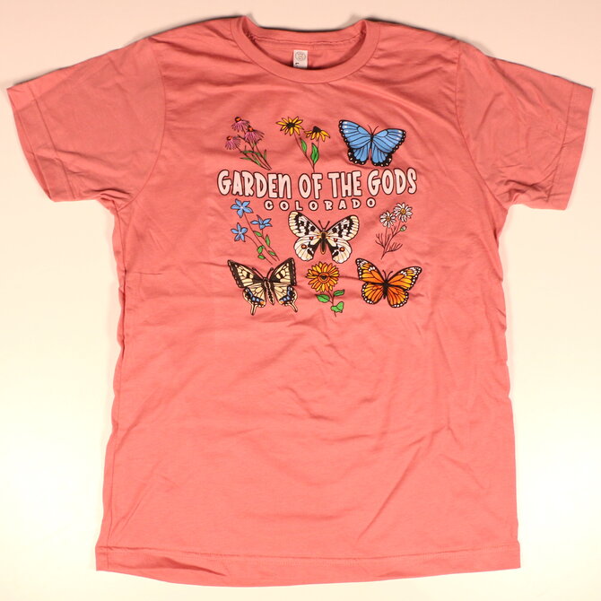 Prairie Mtn Screening Child's T Shirt - Butterfly Flowers Collection Garden of the Gods