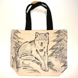 Art Studio Co Tote Bag - Wolf Relaxing Gray/Black/White Art Studio Co Tote Bag - Wolf Relaxing Gray/Black/White
